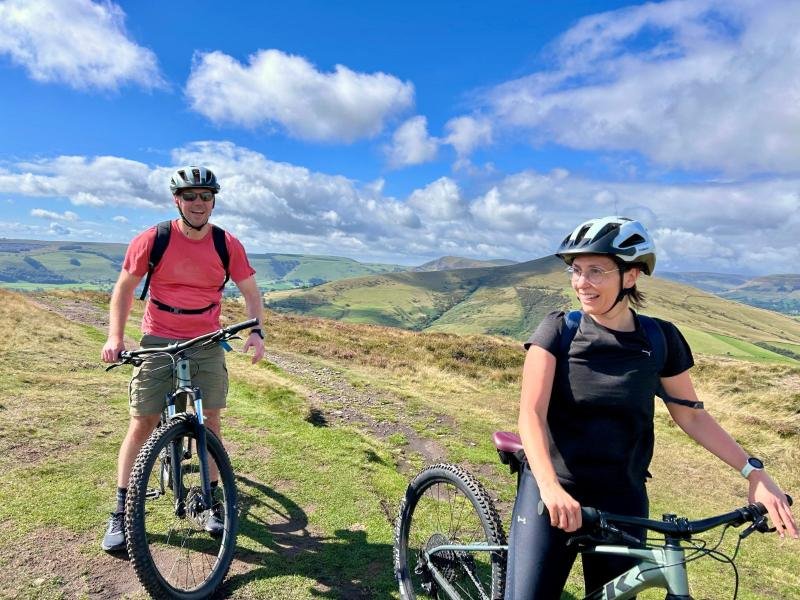 Mountain bikers on a Peak District trail