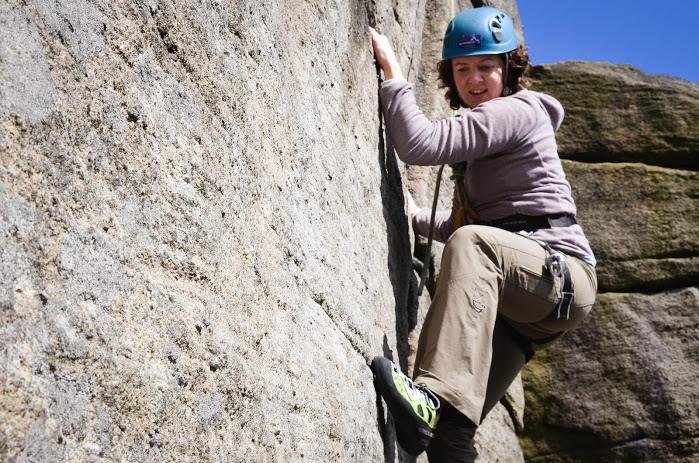 Climbing on a Peak District crag